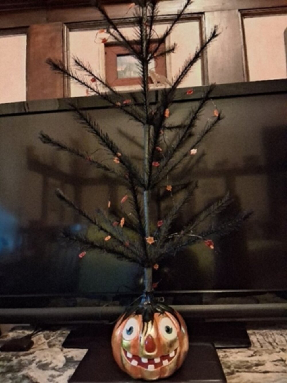 Christopher Radko Black Feather Halloween Tree Jack O' Lantern Pumpkin - Picture 7 of 12